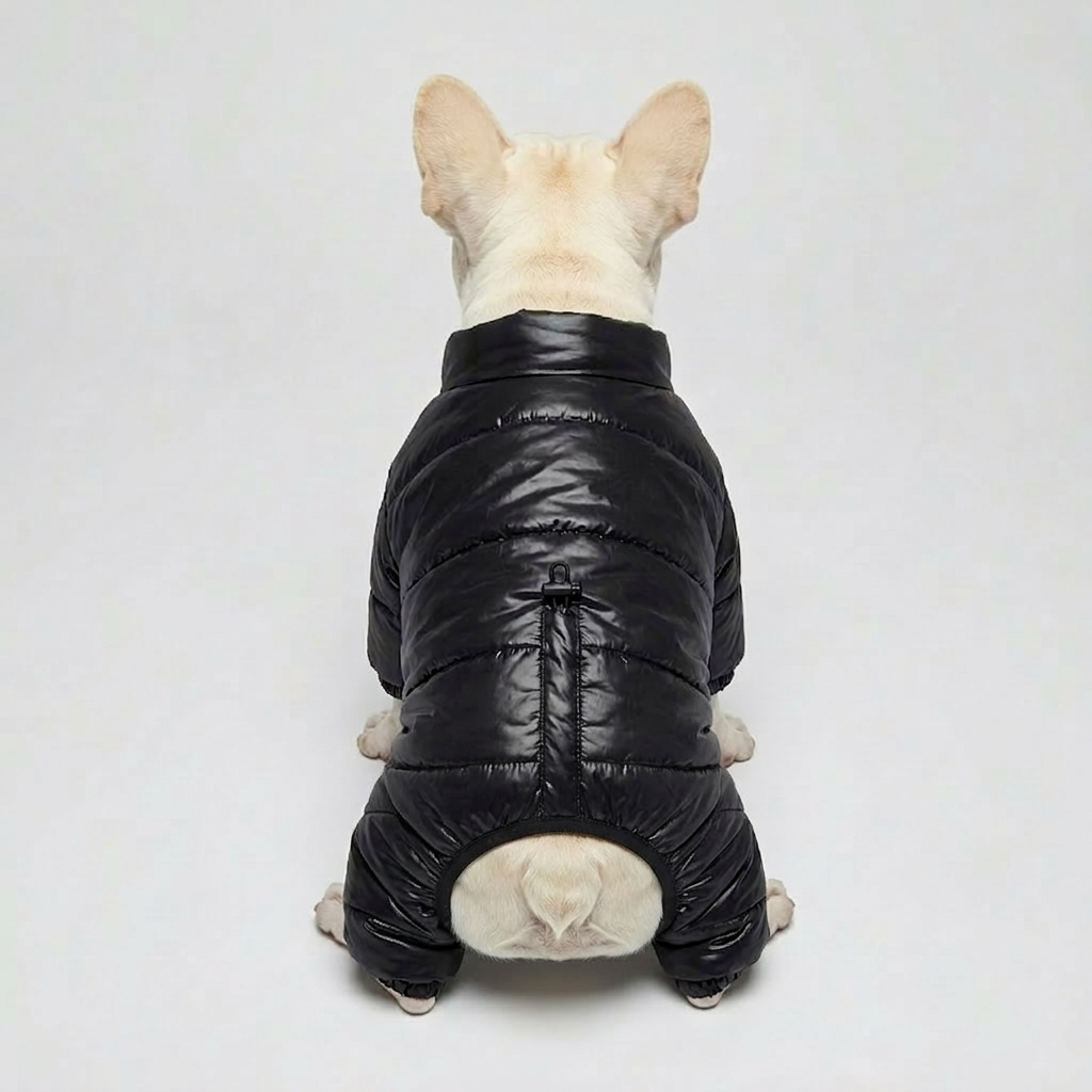 French Bulldog Winter High-Neck Waterproof Puffer Jacket, 100% Natural Cotton-Padded Coat