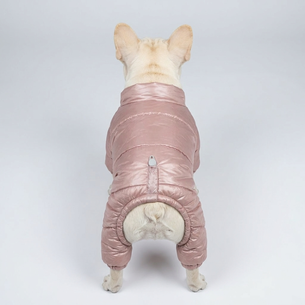French Bulldog Winter High-Neck Waterproof Puffer Jacket, 100% Natural Cotton-Padded Coat