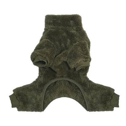 Olive-Adjustable Four-Leg Fleece Thermal Jumpsuit for French Bulldogs