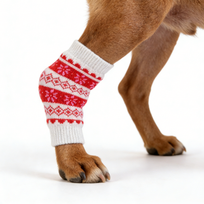Pet Warm Knee Support Socks - Christmas Diamond Heart
