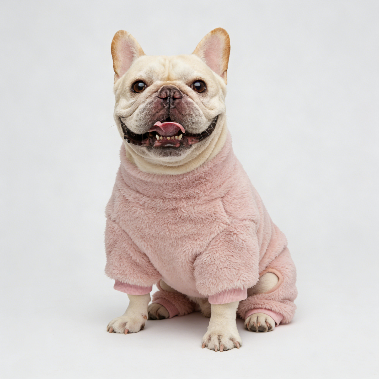 powder mist-French Bulldog Adjustable Fleece Thermal Jumpsuit