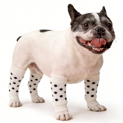 宠物保暖护膝关节袜-洁白黑波点