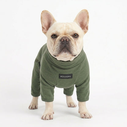 French Bulldog Fleece Winter Jumpsuit - Forest Green