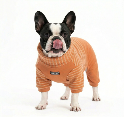 French Bulldog Fleece Winter Jumpsuit - Sunset Orange
