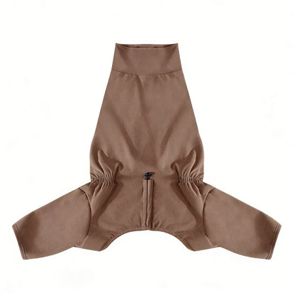 French Bulldog Fleece Winter Jumpsuit - Coffee Brown