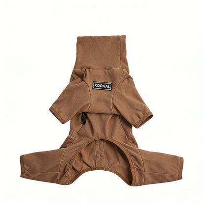 French Bulldog Fleece Winter Jumpsuit - Coffee Brown