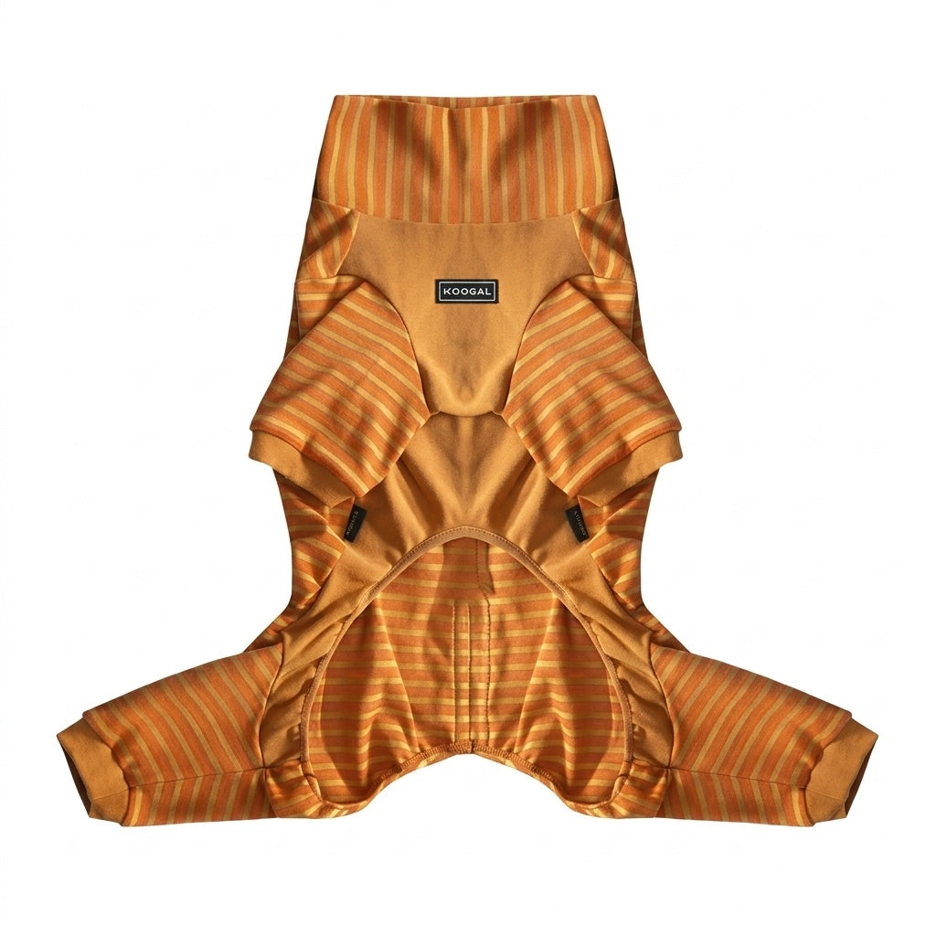 French Bulldog Fleece Winter Jumpsuit - Sunset Orange